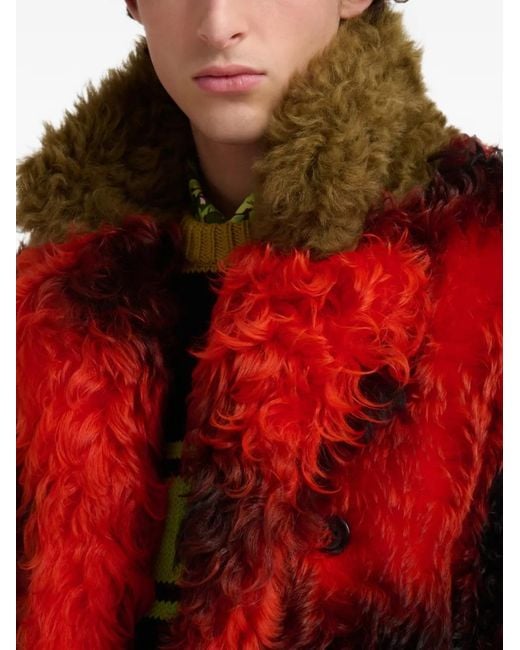Marni Red Manteau De Fourrure À Des Taches for men