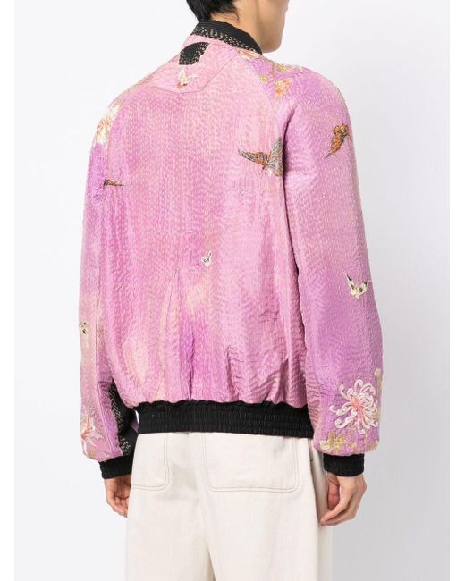By Walid Pink Otto Embroidered Bomber Jacket for men