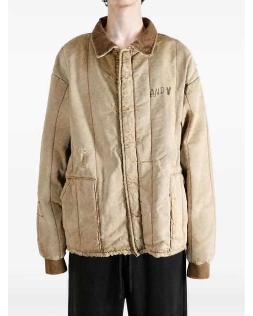 PALY Natural Distressed-Effect Quilted Jacket