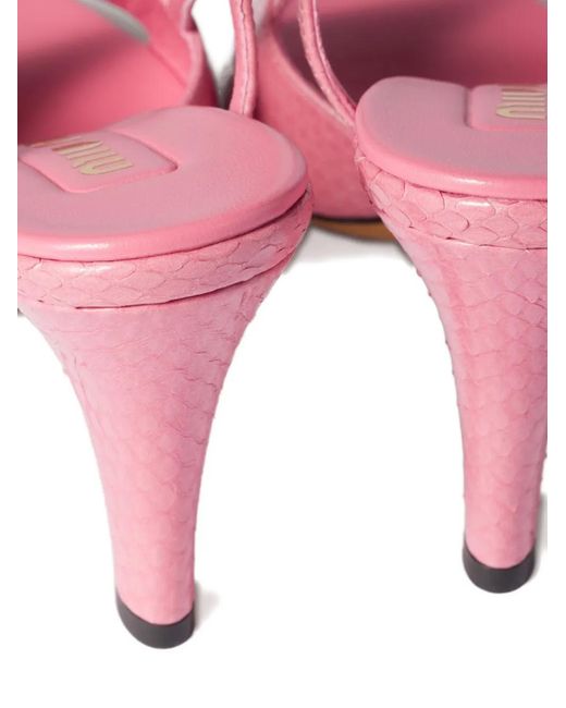 Miu Miu Pink Slingback Leather Sandals