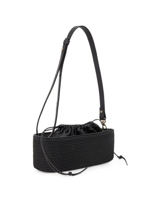 AMPHORA Black Sofia Drawstring Shoulder Bag