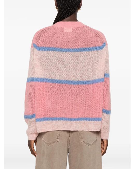 Closed Pink Striped Sweater