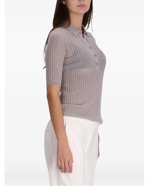 Boss Pink Ribbed Button Polo Top