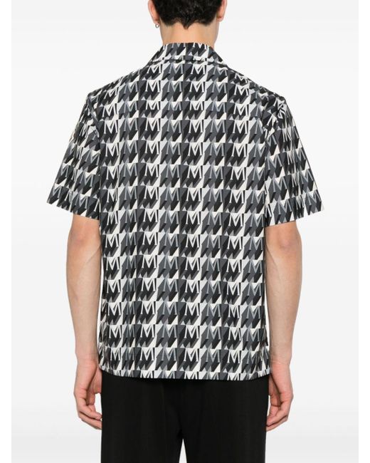 Moncler Black Monogram-print Cotton Shirt for men