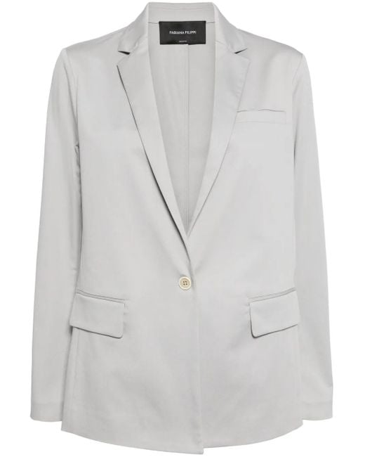 Fabiana Filippi Gray Notched-Lapels Single-Breasted Blazer
