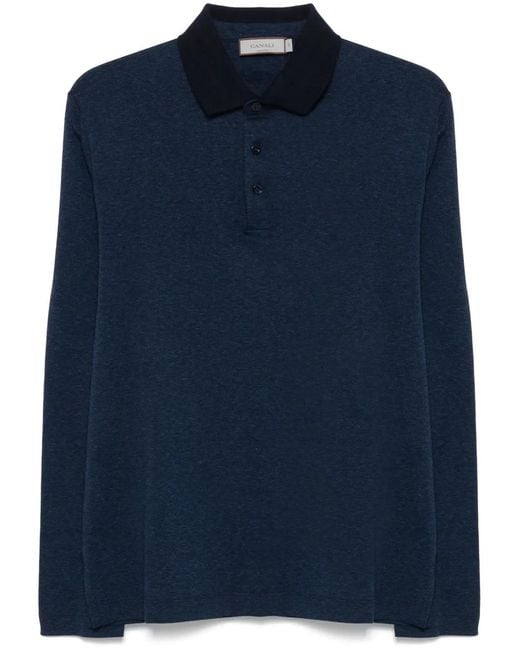 Canali Blue Cotton Polo Shirt for men