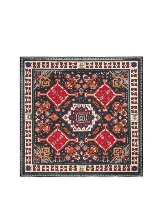 Totême Red Winter Geometric Blanket Wool Scarf
