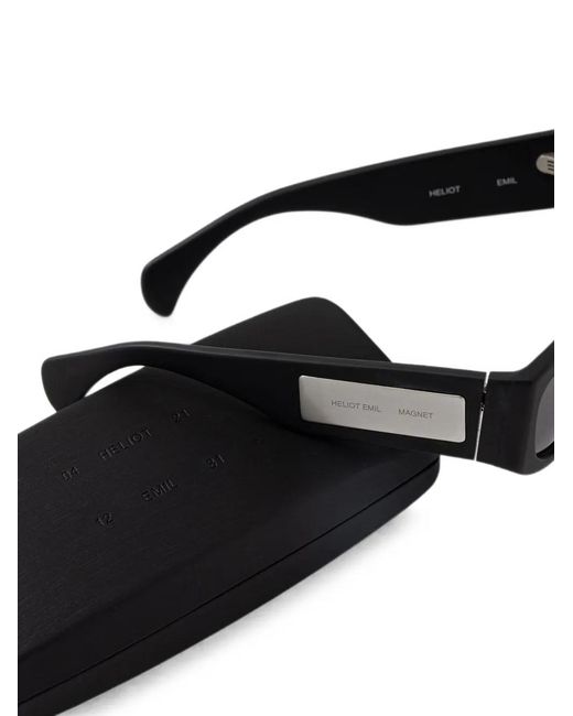 HELIOT EMIL Black Rectangle-Frame Sunglasses