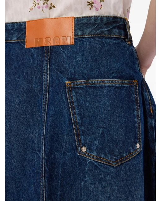 MSGM Blue A-Line Midi Skirt