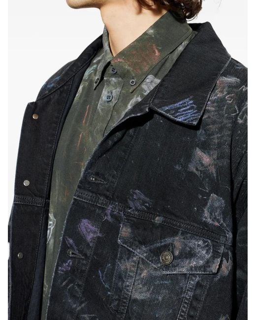 Balenciaga Blue Veste Imprimée À Boutonnière for men