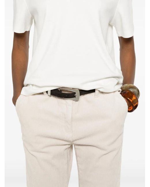 MAISON 123 White Corduroy-Texture Trousers