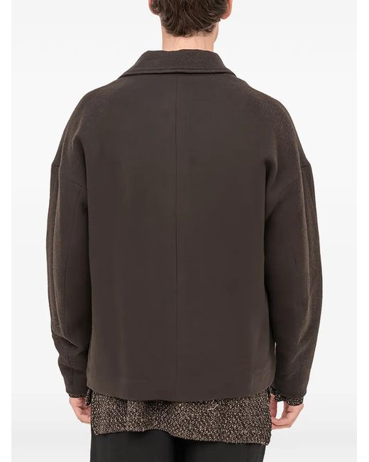 DEVOA Gray Single-Breasted Peacoat for men