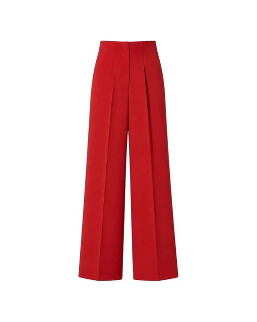RETORI Red Cady High-Waisted Wide-Leg Trousers
