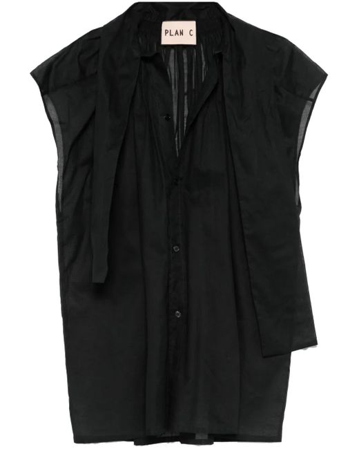 Plan C スカーフディテール ブラウス Black