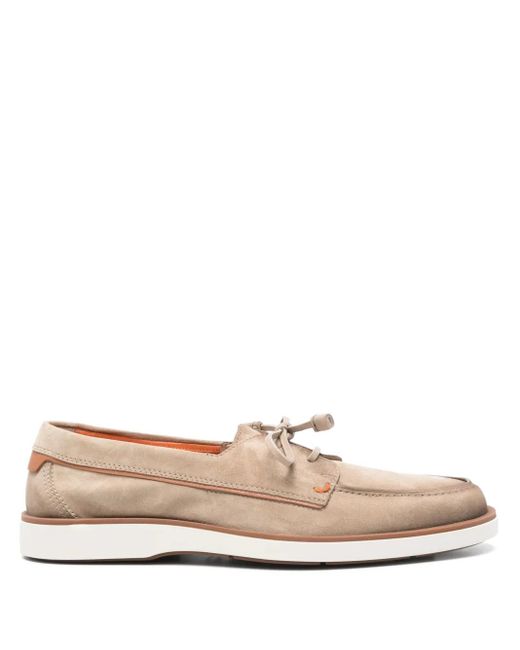 メンズ Santoni スエード ローファー Natural