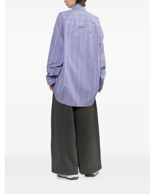 Maison Mihara Yasuhiro Purple Leon Embroidery Stripe Shirt