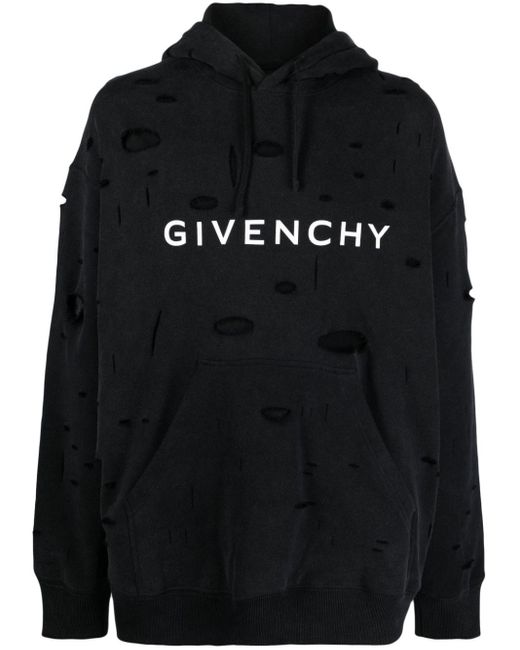 Givenchy Hoodie im Distressed-Look mit Logo-Print in Black für Herren