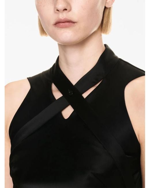 Off-White c/o Virgil Abloh Black Buckle-detail Satin Midi Dress