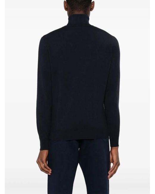 Dell'Oglio Blue Roll-Neck Wool Blend Jumper for men