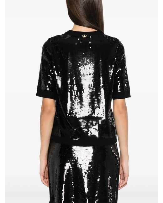 Twinset Black Sequinned Top