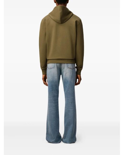 AMI Green Ami De Coeur Zip-Up Hoodie for men