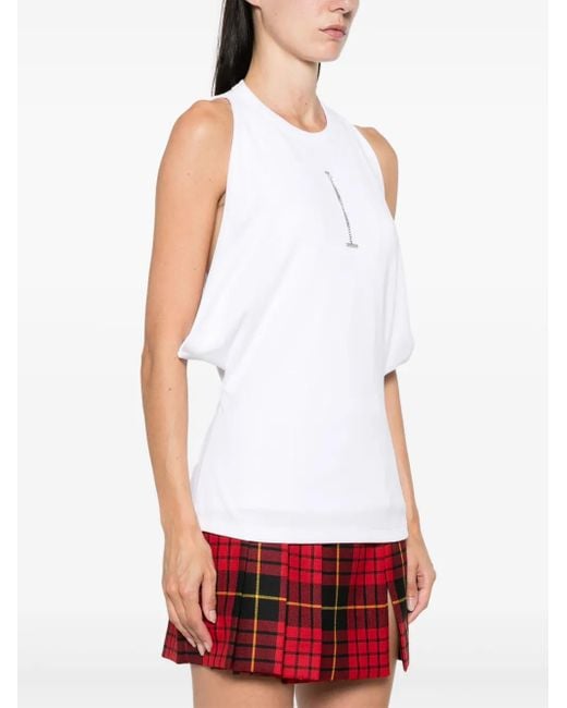 McQueen White Round Neck Top