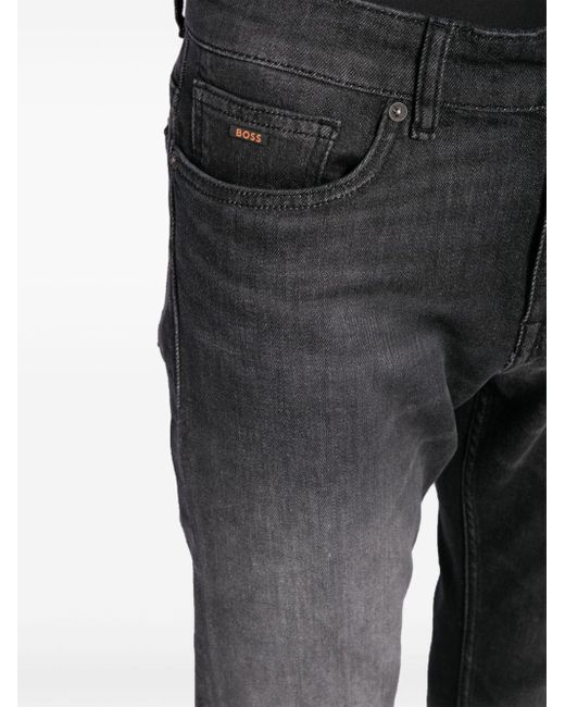 Boss Gray Mid-rise Slim Jeans for men