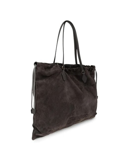 Jimmy Choo Black Drawstring Suede Tote Bag