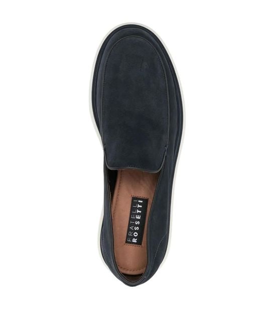 Fratelli Rossetti Blue Calf-Suede Slip-On Loafers for men