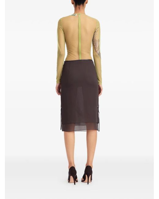 16Arlington Brown Darwin Mesh Embellished Top