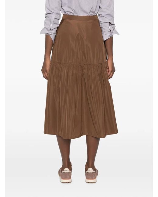 ROSSO35 Brown Tiered Midi Skirt