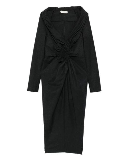 Alberta Ferretti Black Drapiertes Rosette Kleid