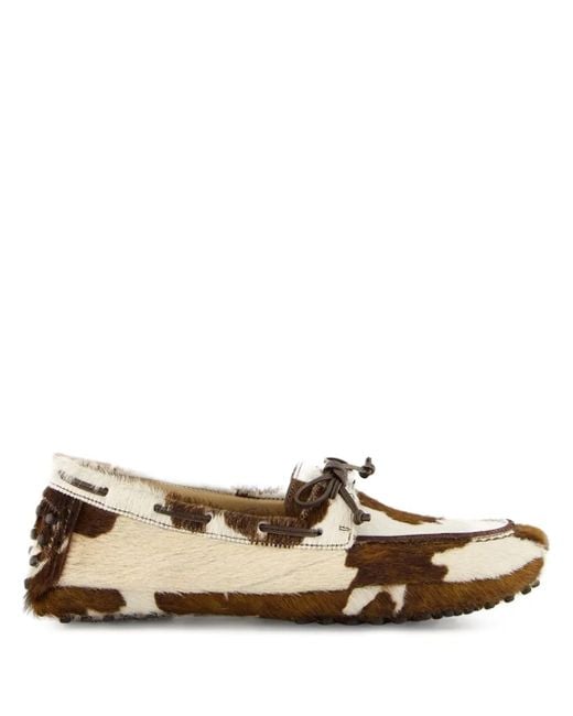 Le Monde Beryl Brown Driver Calf-Hair Loafers