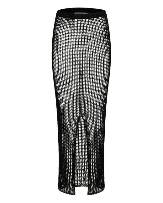 Paramidonna Gray Penelope Crochet Maxi Skirt