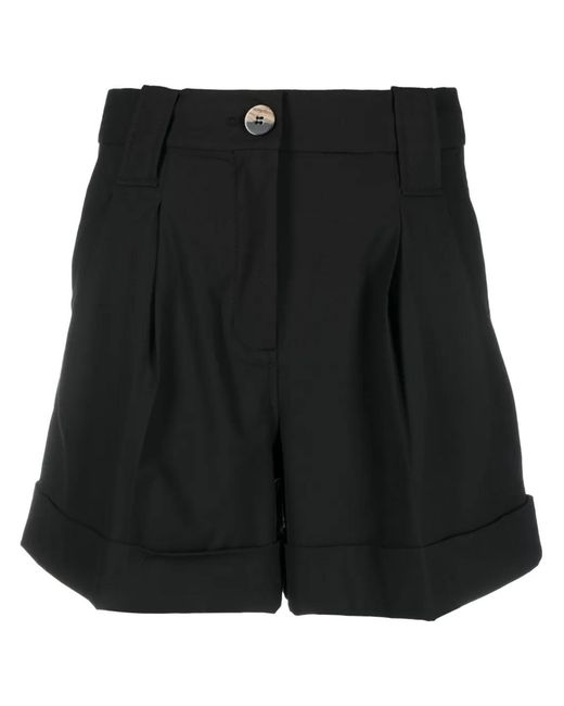 Ganni Black Drapey High-Waisted Shorts