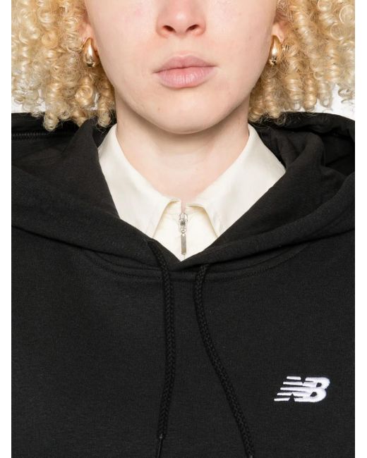 New Balance Black Logo-embroidered Hoodie