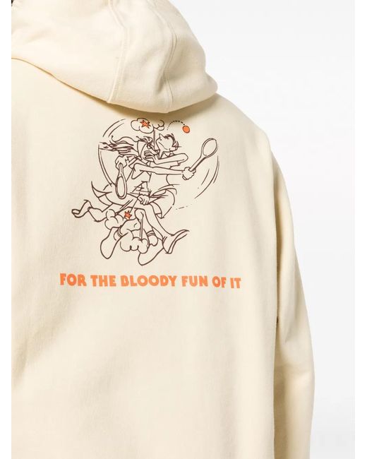 Palmes Natural Slogan-Print Cotton Hoodie for men