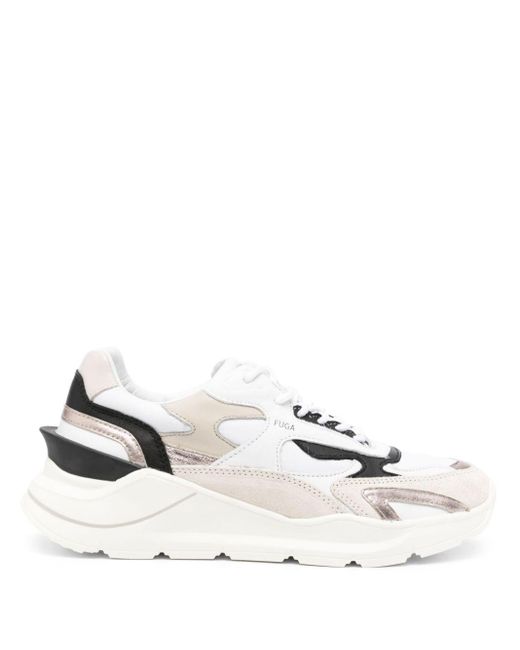 Date White Contrast-panel Leather Sneakers
