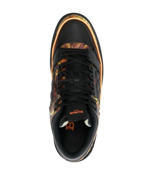 Balmain Multicolor B-Court Flame-Print Leather Sneakers for men
