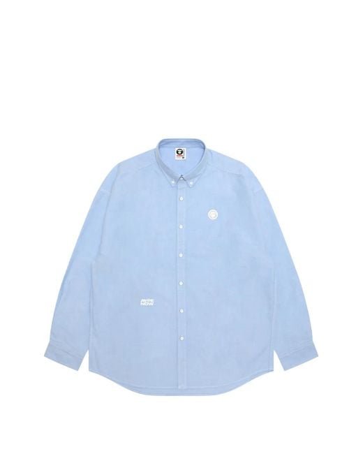 Aape By A Bathing Ape Blue Button-Down Embroidered Shirt for men