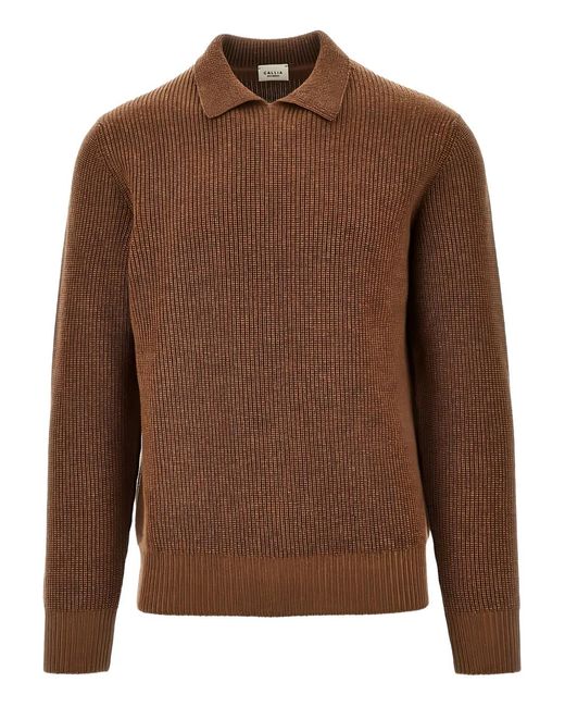 Jersey de canalé GALLIA de hombre de color Brown