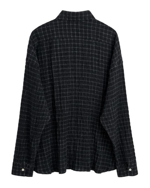 sunflower Black Long-Sleeve Grid-Pattern Shirt for men