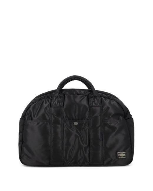 Porter-Yoshida and Co Black Tanker Logo-Patch Holdall for men