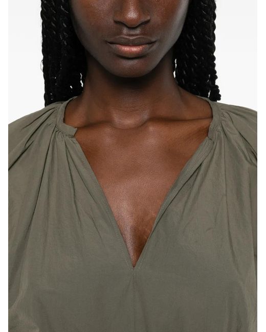 PT Torino Gray Blouse Froncée Teresa À Manches Bouffantes