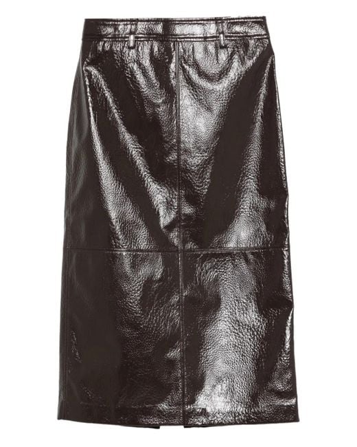 Frankie Shop Taney Midi-Rok Met Gebarsten Effect in het Black