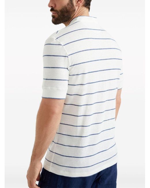 Brunello Cucinelli Gray Stripes-pattern T-shirt for men