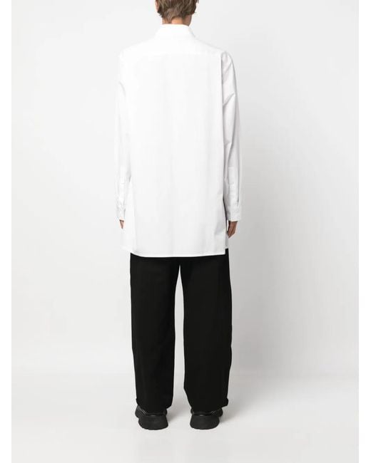 Yohji Yamamoto White Long-Sleeve Cotton Shirt for men