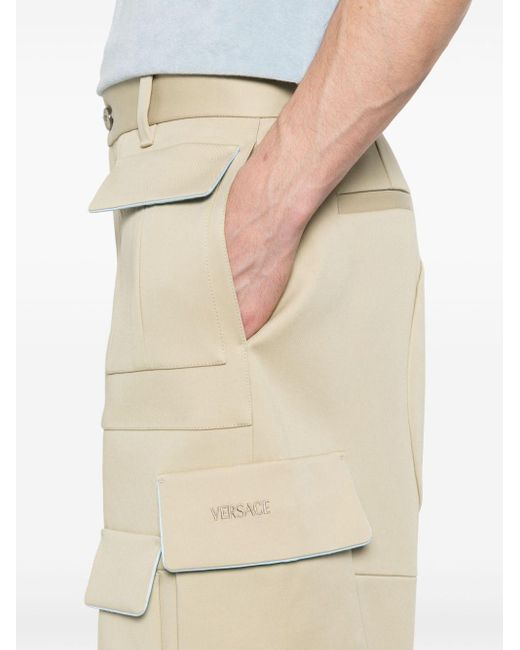 Versace Natural Logo-embroidered Cargo Pants for men