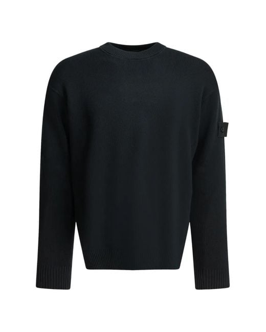 Stone Island Black Compass-Patch Sweater for men