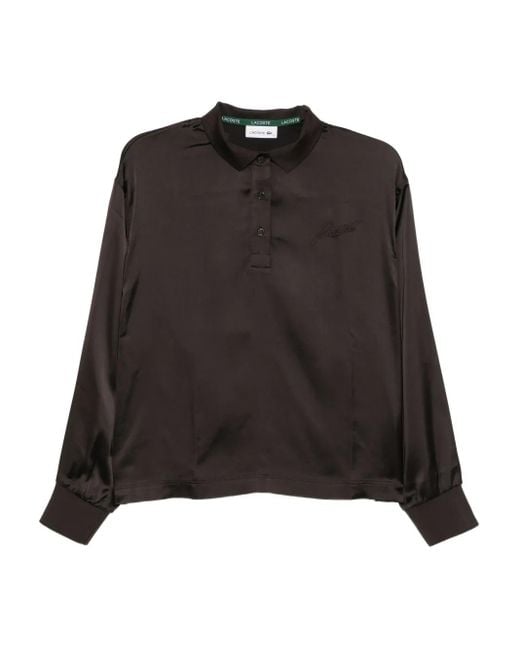 Lacoste Black Embroidered-Logo Polo Top